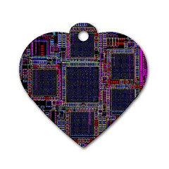 Technology Circuit Board Layout Pattern Dog Tag Heart (two Sides) by Amaryn4rt