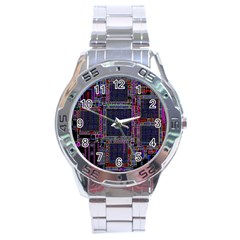 Technology Circuit Board Layout Pattern Stainless Steel Analogue Watch