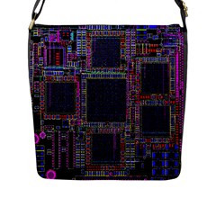 Technology Circuit Board Layout Pattern Flap Messenger Bag (l)  by Amaryn4rt