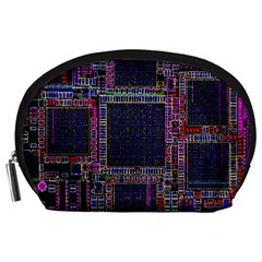 Technology Circuit Board Layout Pattern Accessory Pouches (large)  by Amaryn4rt