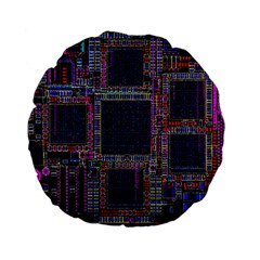 Technology Circuit Board Layout Pattern Standard 15  Premium Flano Round Cushions by Amaryn4rt