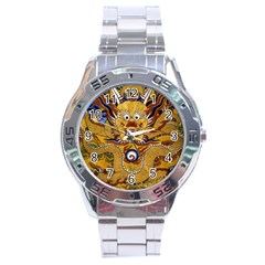 Chinese Dragon Pattern Stainless Steel Analogue Watch by Amaryn4rt