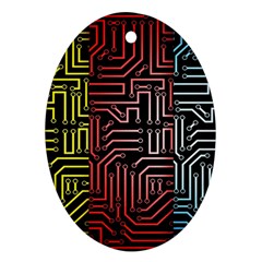 Circuit Board Seamless Patterns Set Ornament (oval) by Amaryn4rt