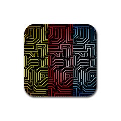 Circuit Board Seamless Patterns Set Rubber Square Coaster (4 Pack) 