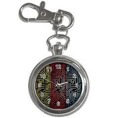 Circuit Board Seamless Patterns Set Key Chain Watches