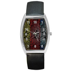 Circuit Board Seamless Patterns Set Barrel Style Metal Watch