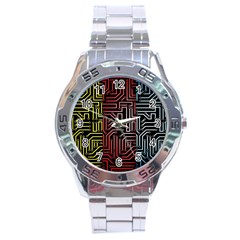 Circuit Board Seamless Patterns Set Stainless Steel Analogue Watch by Amaryn4rt