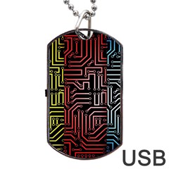 Circuit Board Seamless Patterns Set Dog Tag Usb Flash (two Sides)