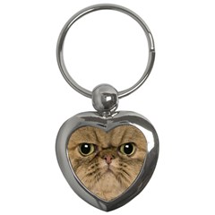 Cute Persian Cat Face In Closeup Key Chains (heart)  by Amaryn4rt