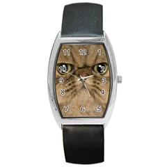 Cute Persian Cat Face In Closeup Barrel Style Metal Watch by Amaryn4rt