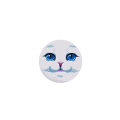 Cute White Cat Blue Eyes Face 1  Mini Buttons by Amaryn4rt