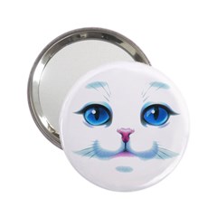 Cute White Cat Blue Eyes Face 2 25  Handbag Mirrors by Amaryn4rt