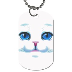 Cute White Cat Blue Eyes Face Dog Tag (two Sides) by Amaryn4rt