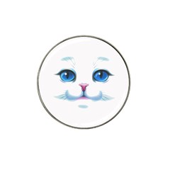 Cute White Cat Blue Eyes Face Hat Clip Ball Marker (10 Pack) by Amaryn4rt