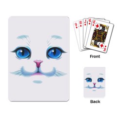 Cute White Cat Blue Eyes Face Playing Card by Amaryn4rt