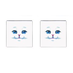 Cute White Cat Blue Eyes Face Cufflinks (square) by Amaryn4rt