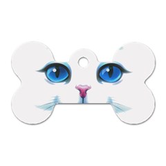 Cute White Cat Blue Eyes Face Dog Tag Bone (one Side) by Amaryn4rt