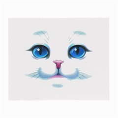 Cute White Cat Blue Eyes Face Small Glasses Cloth (2-side)