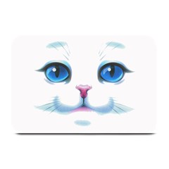 Cute White Cat Blue Eyes Face Plate Mats by Amaryn4rt