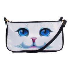 Cute White Cat Blue Eyes Face Shoulder Clutch Bags