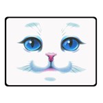 Cute White Cat Blue Eyes Face Fleece Blanket (Small) 50 x40  Blanket Front