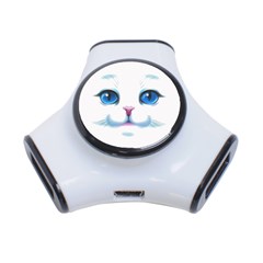 Cute White Cat Blue Eyes Face 3-port Usb Hub by Amaryn4rt