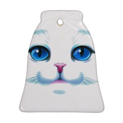 Cute White Cat Blue Eyes Face Bell Ornament (two Sides)