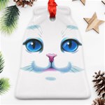 Cute White Cat Blue Eyes Face Bell Ornament (Two Sides) Back