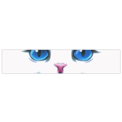 Cute White Cat Blue Eyes Face Flano Scarf (small)