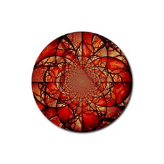 Dreamcatcher Stained Glass Rubber Coaster (round)  by Amaryn4rt