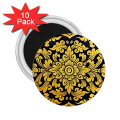 Flower Pattern In Traditional Thai Style Art Painting On Window Of The Temple 2 25  Magnets (10 Pack)  by Amaryn4rt