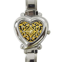 Flower Pattern In Traditional Thai Style Art Painting On Window Of The Temple Heart Italian Charm Watch by Amaryn4rt