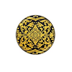 Flower Pattern In Traditional Thai Style Art Painting On Window Of The Temple Hat Clip Ball Marker (4 Pack)