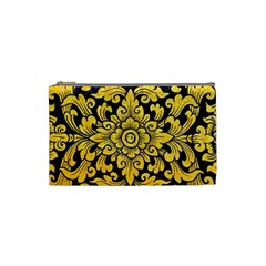 Flower Pattern In Traditional Thai Style Art Painting On Window Of The Temple Cosmetic Bag (small)  by Amaryn4rt