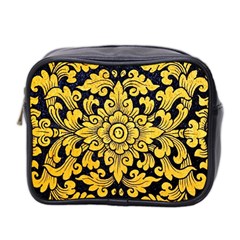 Flower Pattern In Traditional Thai Style Art Painting On Window Of The Temple Mini Toiletries Bag 2-side by Amaryn4rt