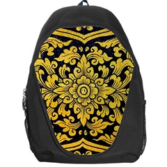 Flower Pattern In Traditional Thai Style Art Painting On Window Of The Temple Backpack Bag by Amaryn4rt