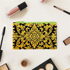 Flower Pattern In Traditional Thai Style Art Painting On Window Of The Temple Cosmetic Bag (xs) by Amaryn4rt