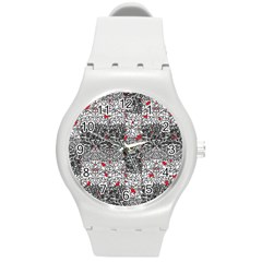 Sribble Plaid Round Plastic Sport Watch (m)