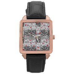 Sribble Plaid Rose Gold Leather Watch  by Amaryn4rt