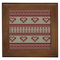 Stitched Seamless Pattern With Silhouette Of Heart Framed Tiles by Amaryn4rt