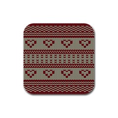 Stitched Seamless Pattern With Silhouette Of Heart Rubber Square Coaster (4 Pack)  by Amaryn4rt