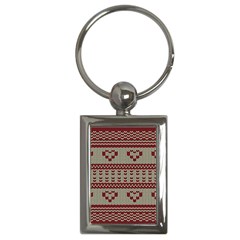 Stitched Seamless Pattern With Silhouette Of Heart Key Chains (rectangle)  by Amaryn4rt