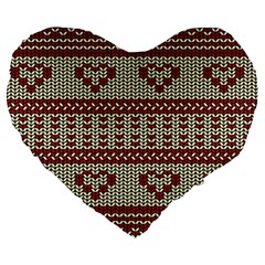 Stitched Seamless Pattern With Silhouette Of Heart Large 19  Premium Heart Shape Cushions by Amaryn4rt