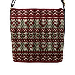 Stitched Seamless Pattern With Silhouette Of Heart Flap Messenger Bag (l)  by Amaryn4rt