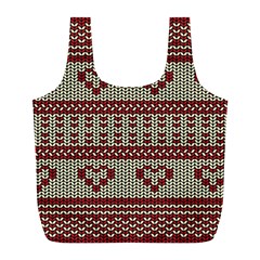 Stitched Seamless Pattern With Silhouette Of Heart Full Print Recycle Bags (l)  by Amaryn4rt