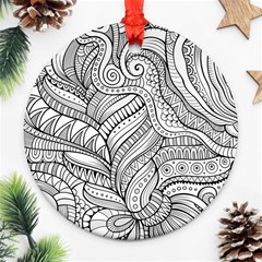 Zentangle Art Patterns Round Ornament (two Sides) by Amaryn4rt