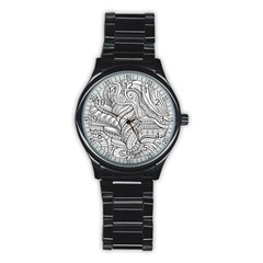 Zentangle Art Patterns Stainless Steel Round Watch