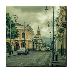 Historic Center Urban Scene At Riobamba City, Ecuador Tile Coasters by dflcprints