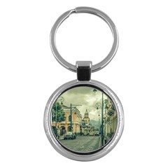 Historic Center Urban Scene At Riobamba City, Ecuador Key Chains (round)  by dflcprints