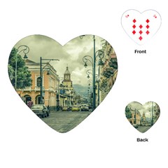 Historic Center Urban Scene At Riobamba City, Ecuador Playing Cards (heart)  by dflcprints